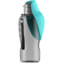 Водяна пляшка для собак Kalimdor: витокозахисна, портативна, 765 мл, блакитна. З мискою для корму, ідеально для прогулянок, подорожей.