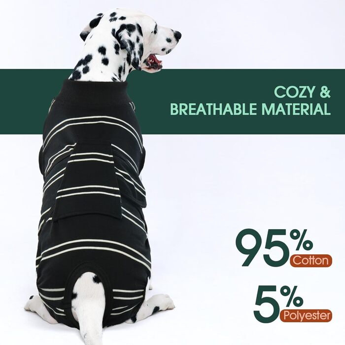 Body для собак після кастрації Kuoser - дихаючий одяг для собак та котів, захист від облизування ран, альтернатива електронного нашийника, чорний, XS (обхват грудей 32-40 см)