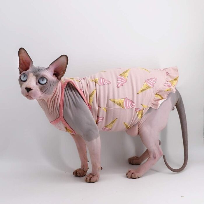 Бавовняна кофта для котів і малих собак Sphynx, однотонна, розмір M (2,5–3,2 кг), колір «Морозиво»