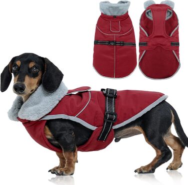 Куртка для собак Kuoser, тепла, водонепроникна, флісова, червона, розмір M