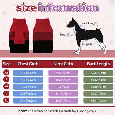 Теплий пуловер для собак ASENKU: для малих та середніх собак, осінь-зима, теплий, з коміром, червоний
