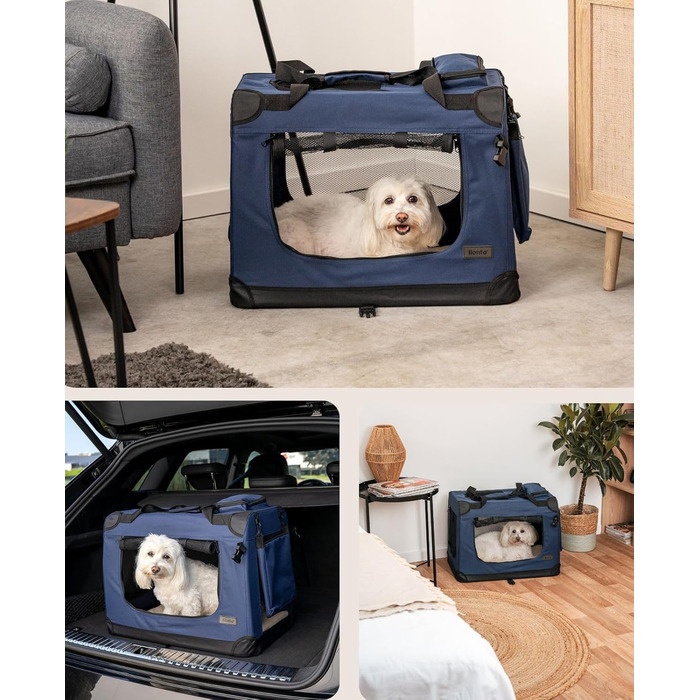 Lionto Транспортна переноска для собак та котів, складна, 60x42x44 см, з ручками та ковдрою, до 12 кг