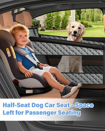 Автомобільний сидіння для собак великих порід, подовжувач заднього сидіння, складаний, водовідштовхувальне оксфордське полотно, неслизьке дно, захист по периметру, міцна підтримка, сірий