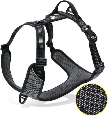 Шлейка для собак WINHYEPET Truelove TLH6071, чорна, L, світловідбиваюча, регульована, м’яка сітка, для малих та середніх порід