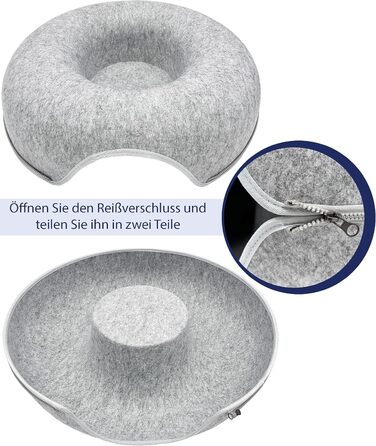 Кігтеточка-будиночок для котів з фетру, сіра, 60x60x28 см