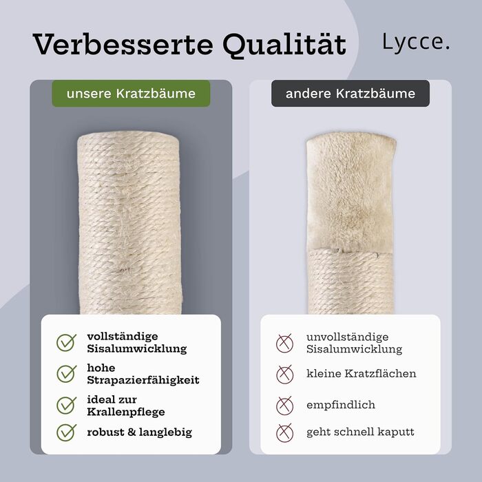 Кігтеточка Lycce Katzenbaum Tower - багатоповерхова з сизалю та плюшу, бежева, 230-260 см, XL