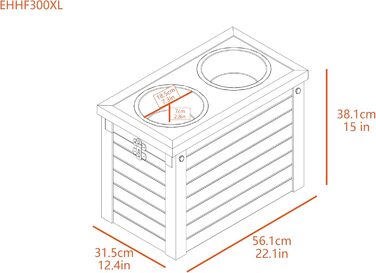 Підвищена годівниця для собак New Age Pet ECOFLEX з двома мисками з нержавіючої сталі та контейнером для зберігання з розсувною кришкою