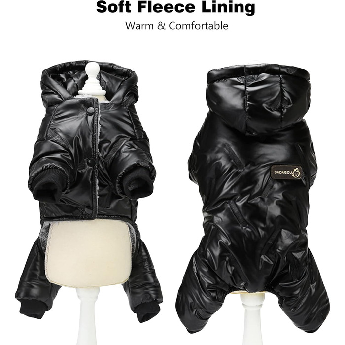 Водонепроникний теплий зимовий одяг для собак Petcute з капюшоном. Куртка-пуховик для маленьких, середніх та великих собак. Чорний колір, розмір M