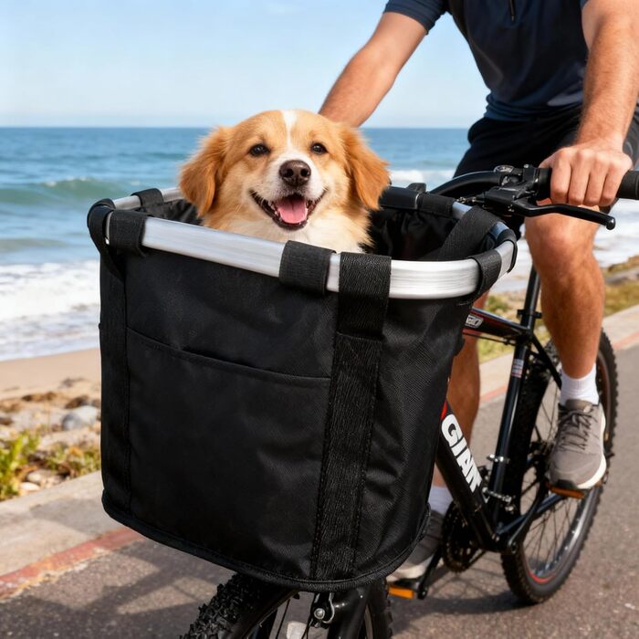 Складаний кошик для велосипеда: знімний, для тварин (собака, кіт), легка установка