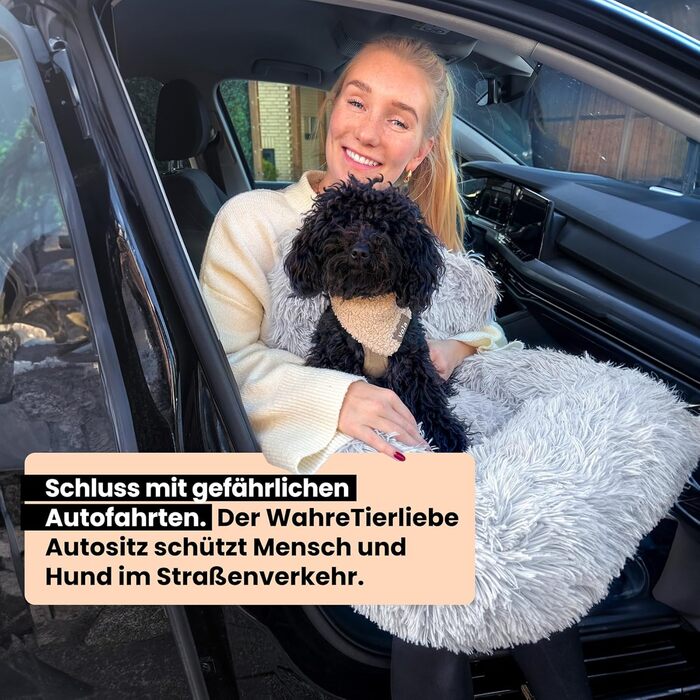 Автокрісло для собак Fluffy з ременем безпеки, чорне/біле, для малих, середніх і великих собак, знімний і праний чохол