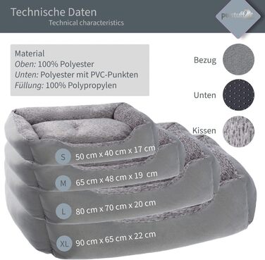 Крісло-ліжко для собак з знімним та пральним подушками, сірий колір, розмір M