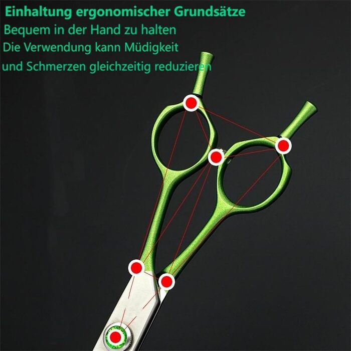 Ножиці для грумінгу собак, вигнуті - 7.0' з японської нержавіючої сталі. Ідеальні для догляду за шерстю собак та котів. Зелені ножиці для грумінгу.