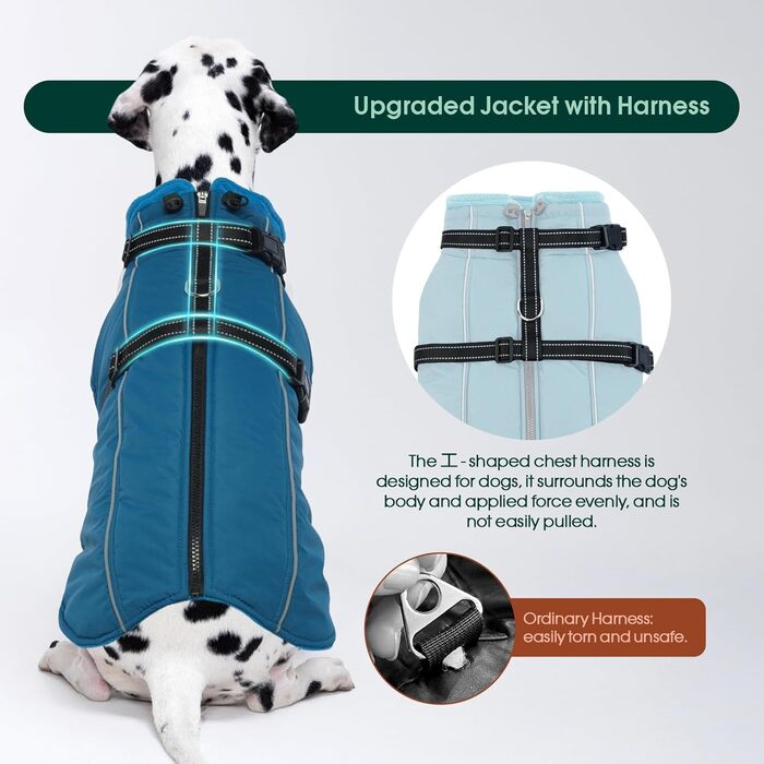 Куртка для собак Куосер, тепла водонепроникна куртка для маленьких собак, флісова куртка-пуловер, синій, XS (Обхват грудей: 35 см; Обхват шиї: 26 см)