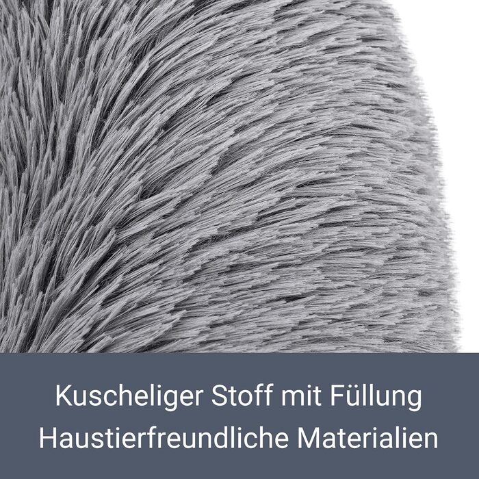 Кругле лежанка для собак та котів Juskys Monty 3XL, 120 см, сірий колір, м'яка, антиковзаюча, знімний чохол