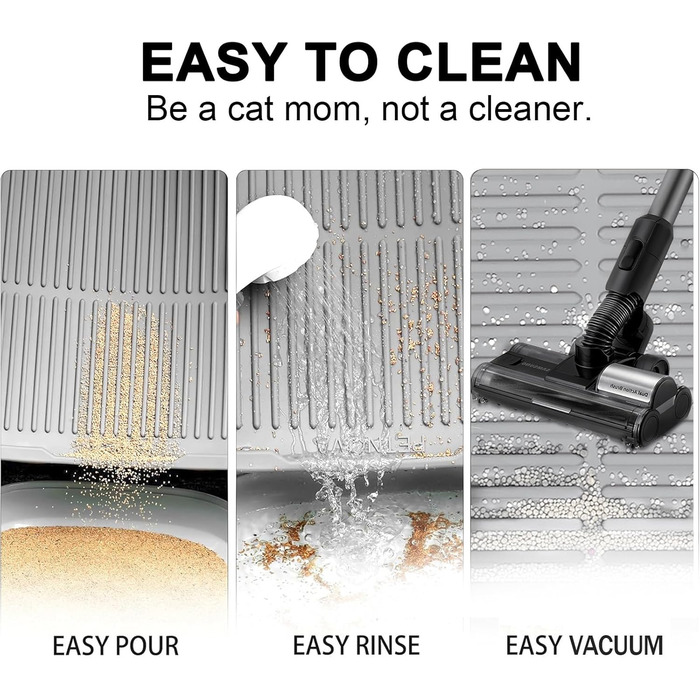 Килимок для котячого туалету PetNova, 101.6 x 76.2 см, силікон, вологостійкий, з рельєфом, легко миється, для кількох котів, сірий колір