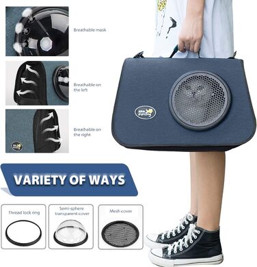 Транспортна сумка для кота/собаки PETCUTE, 41 x 25 x 27 см, складана, з вентиляційними отворами, підходить для середніх котів та маленьких собак, схвалена авіакомпаніями, темно-зелений (темно-синій)