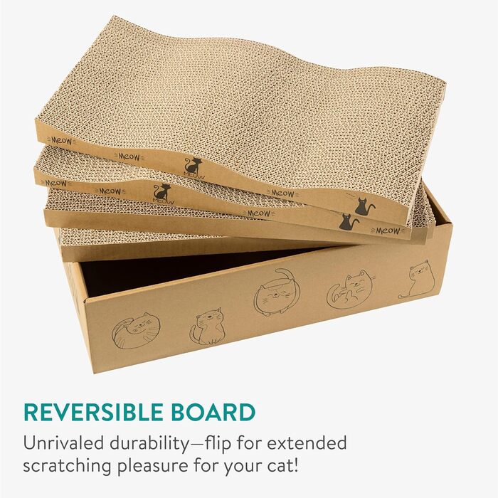 Котячий когтетоп Navaris 4-в-1 - іграшка для котів, когтеточка з картонної хвилястої гофрованої паперу, проста у збірці, багатофункціональна