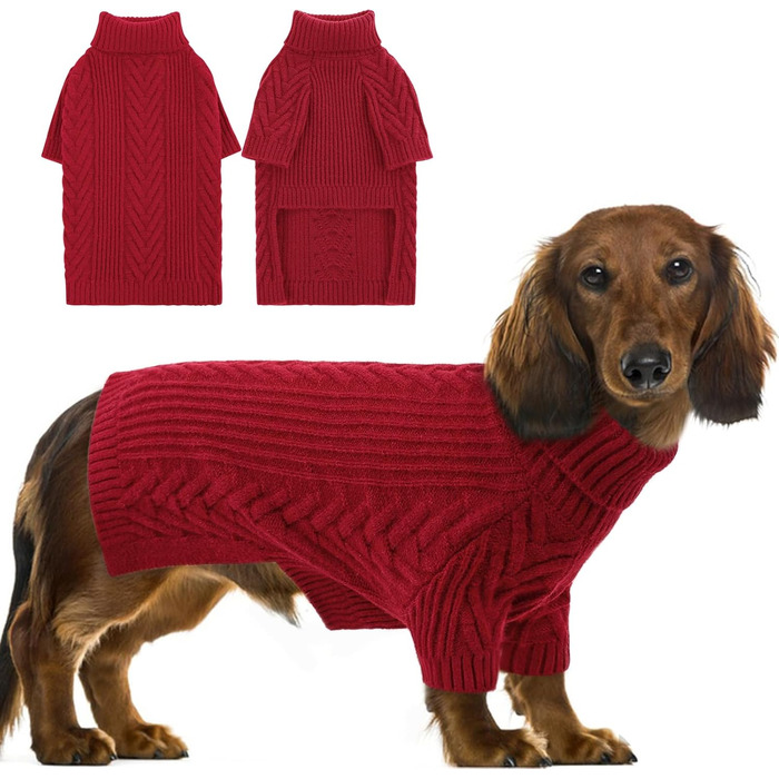 Вовняний пуловер для собак Preferhouse, теплий зимовий ролkragen, для породи Віндгорн, Бернез, червоний, 4XL
