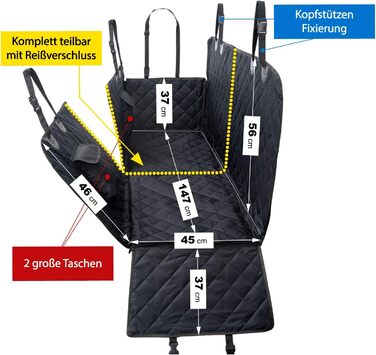 Автомобільна захисна ковдра JAMAXX з боковими захистами, водонепроникна, пральна, роздільна - ковдра з великими кишенями та блискавкою, повністю роздільна