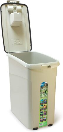 Контейнер для корму Arquivet для собак та котів на колесах, герметичний, великий об'єм 20 кг/54 літри, розміри 29 x 53 x 54,5 см, для великих тварин