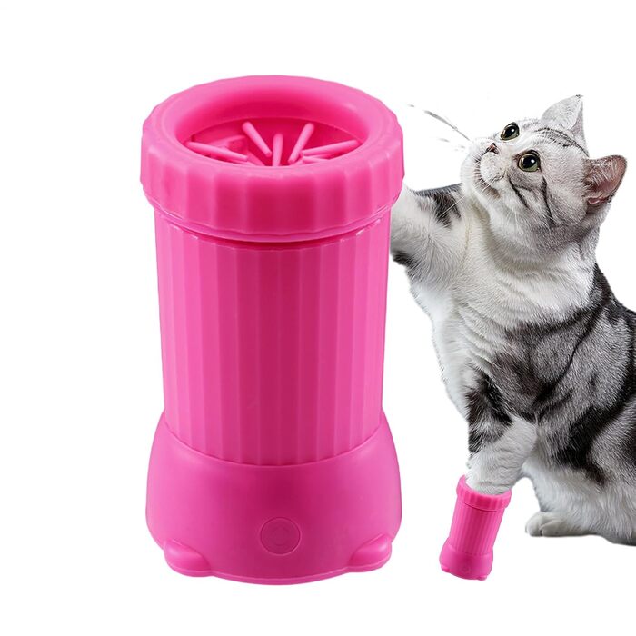 Автоматичний мийник лап для собак Sucritude - USB зарядка, для собак та котів середніх та великих порід, рожевий