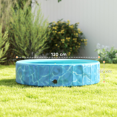 PawHut Dog Pool Складаний дитячий басейн з фонтаном і подушкою для води Ø120 x 30 см Нековзна ванна для собак і кішок Басейн для собак і кішок | Аосом