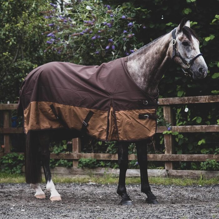 Кінська попона eQuitack 1200 ден реген з флісом, 165 см, сіро-коричнева