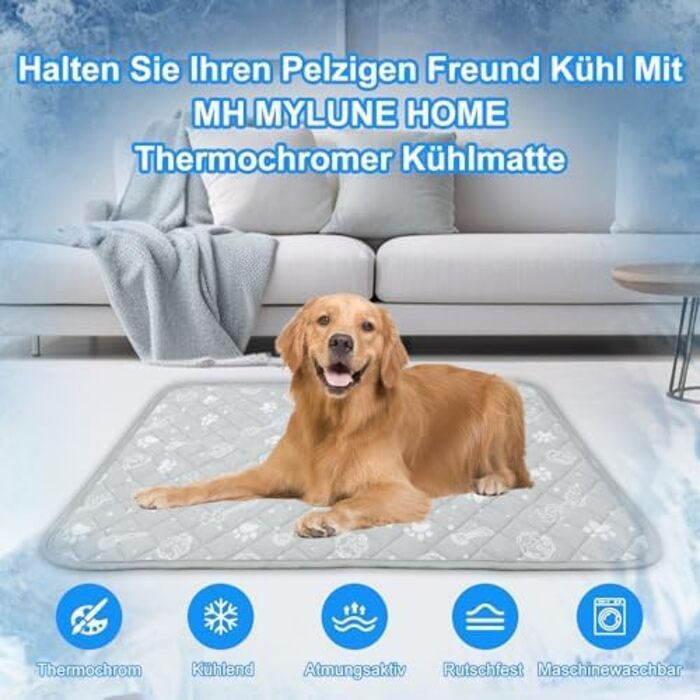 Кühlmatte для собак та котів MH MYLUNE HOME - термохромна охолоджуюча килимок, самоохолоджуюча, не слизька, водопоглинаюча, портативна, сіра, 110x80 см
