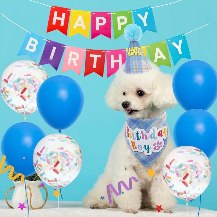 Сукня для собак SCENEREAL на весілля з банданою, краваткою та короною, комплект для собак, дівчаток, цуценят, кошенят, вечірній аксесуар, спідниця-тьюль, костюм для маленьких, середніх та великих собак, білий (весільний) (хлопчики - світло-блакитний в клі