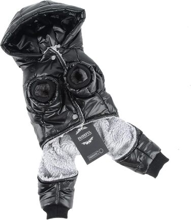 PAIDEFUL Зимовий теплий пуховик для собак - куртка з капюшоном, водонепроникна, для чихуахуа та інших маленьких порід, чорний, S (довжина спини 20 см, обхват грудей 32 см)