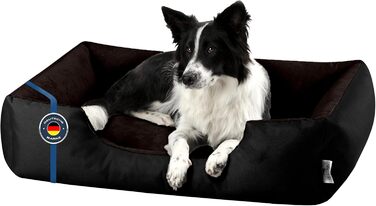 Лежанка для собак BedDog L - м'яка подушка-корзина, диванчик, лежанка для середніх та маленьких собак, чорно-коричнева, 80 x 65 x 18 см