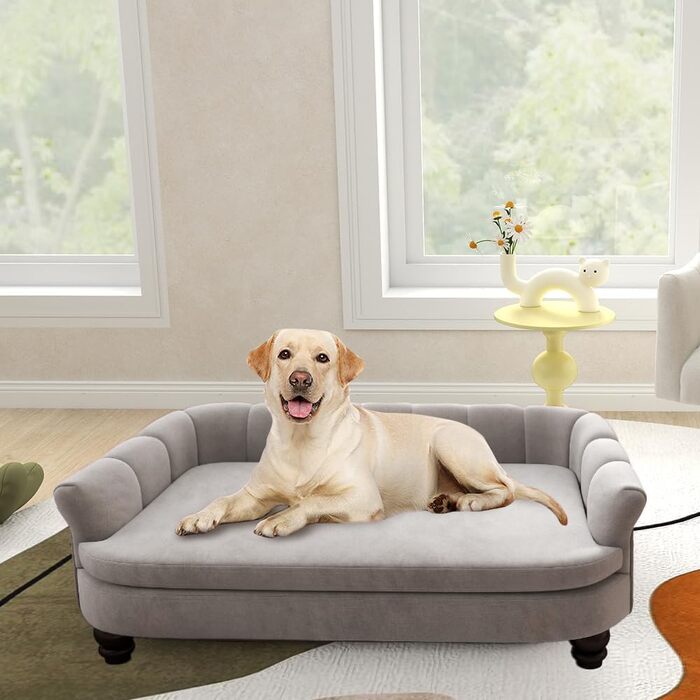 Диван для собак SEYNAR: м'яке ліжко для великих та середніх собак, зйомний чохол, для вітальні, сірий