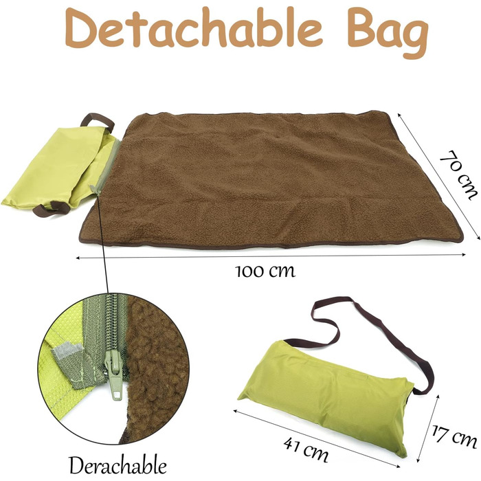 Зручна килимок-підстилка для собак та котів: водонепроникна, м'яка, для подорожей, 100 x 70 см (зелена)