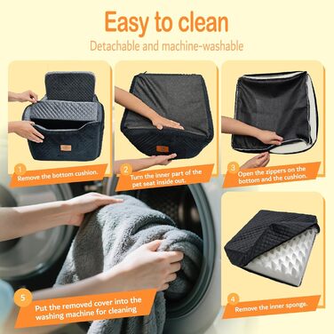 Підвищення для собак у машину з Memory Foam, до 15,9 кг, середнього розміру, зручне автоліжко для маленьких/середніх тварин, знімний та пральний, сірий + чорний, Medium