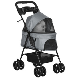 Коляска для собак PawHut Dog Buggy Folding Function Коляска для маленьких собак і кішок Oxford Grey 67x45x96 см, складна та легка
