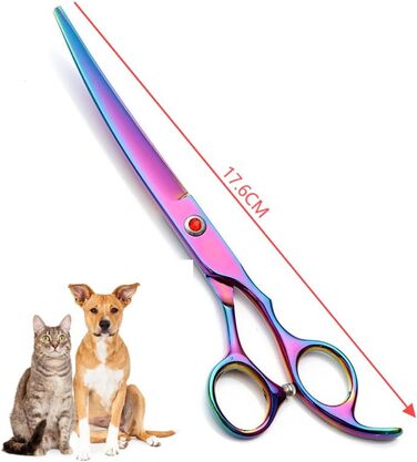 Набір професійних ножиць для грумінгу собак та котів 5-в-1, 7.0 дюймів, з нержавіючої сталі 440C, включає секатор, вигнуті та прямі ножиці, гребінець для шерсті