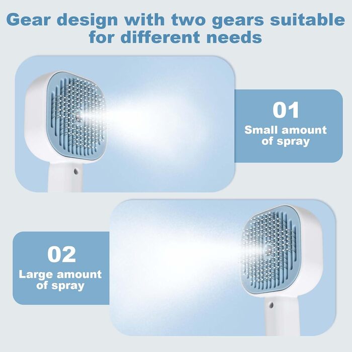 Бурштук для котів з парою, парова щітка для котів та собак, акумуляторна щітка для собак та котів з 2 рівнями розпилення, багатофункціональна щітка для догляду за шерстю, видалення шерсті та масаж