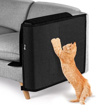 Захист дивану від кігтів котів NATUYA: меблевий захист, легко знімається, не пошкоджує диван (Чорний, Лівий)