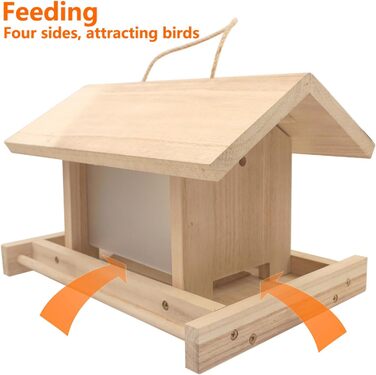 Дерев'яний будиночок для птахів Zeqeey на підвісці: велика місткість, годівниця для диких птахів, Finken, Rotkehlchen, Sparrows