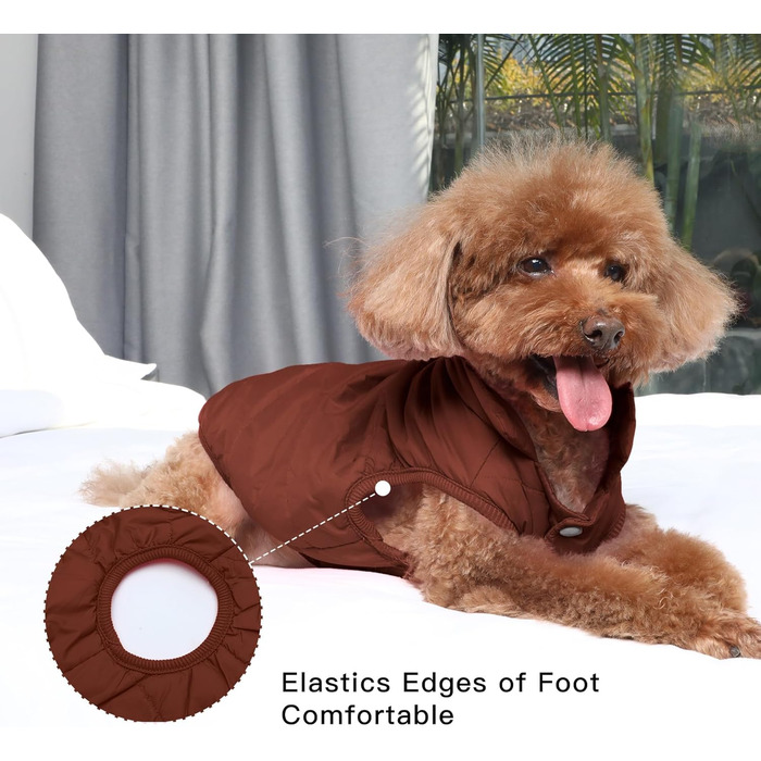 Тепла двошарова куртка для собак з флісовою підкладкою, коричнева, розмір S