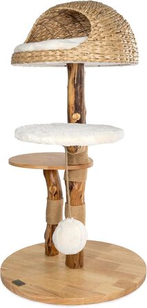 Драбинка для котів Bontoy Stella з дерева, 109 см: міцна, з великим лежанкою та іграшкою, 2 сходинки