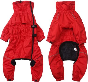 Зимовий комбінезон для собак з ніжкою, водонепроникний, з флісовою підкладкою, вітростійкий, світловідбиваючий, для маленьких та середніх собак, червоний, XL