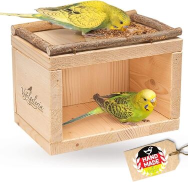Дерев'яний будиночок Vogelgaleria® для птахів – спальне та захисне житло для клітки або вольєра, аксесуар для хвилястих папуг, агапорнісів, корел, дерев'яний будиночок для птахів