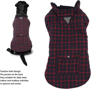 Зимовий теплий одяг для собак, вітрозахисний, в клітинку, для малих, середніх та великих собак, тепла флісова куртка для активностей на холоді (розмір S, S)
