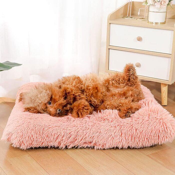 М'яке ліжко для собак та котів GUOCU Deluxe з антиковзким дном, 94x63 см, рожеве