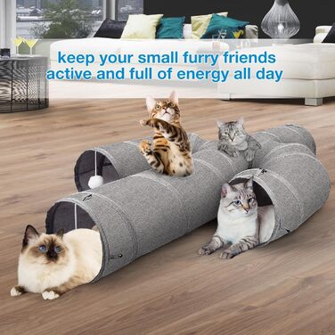 Ігровий тунель для котів Ownpets, великий, у формі кактуса, з міцної оксфордської тканини, складаний, з декількома виходами, підвісною кулькою та ігровою стінкою, діаметр 30 см