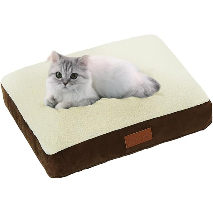 Лягушковий лежак для собак Ellie-Bo, розмір M, 71x48x10 см, штучний велюр та штучне овчине хутро, коричневий та білий