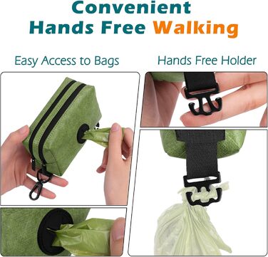 Диспенсер для собачих відходів PetBonus, водонепроникний, з місткістю для ласощів та 15 пакетиків (зелений)