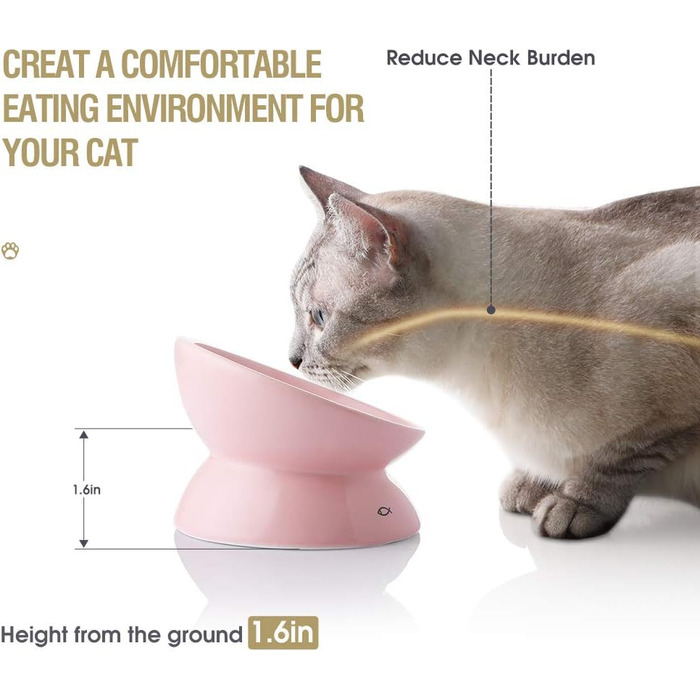 Керамічна годівниця для котів Sweejar з підняттям, 140 мл, запобігання переливу, захист хребта