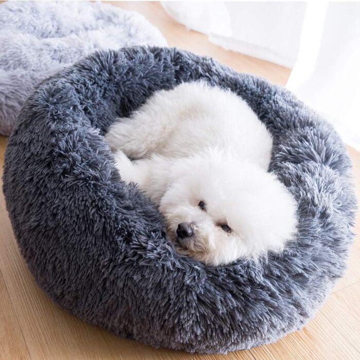 DEEN М'яке ліжко для котів та собак, кругла, 60 см, сірого кольору